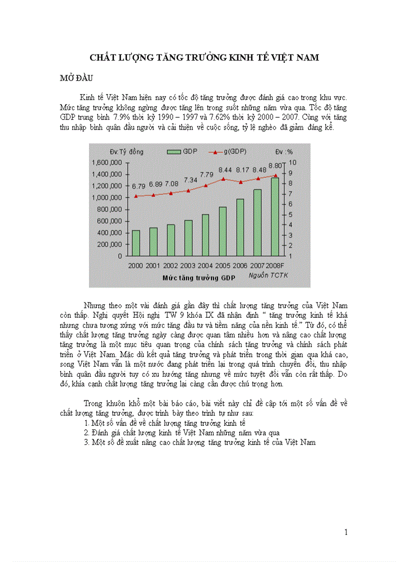 Chất lượng tăng trưởng kinh tế Việt Nam giai đoạn 2000 2010