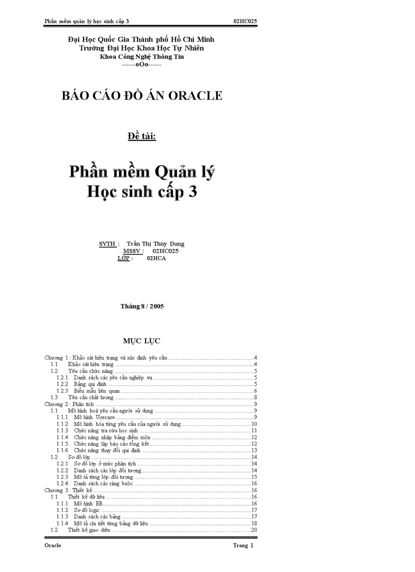 Phần mềm Quản lý Học sinh cấp 3