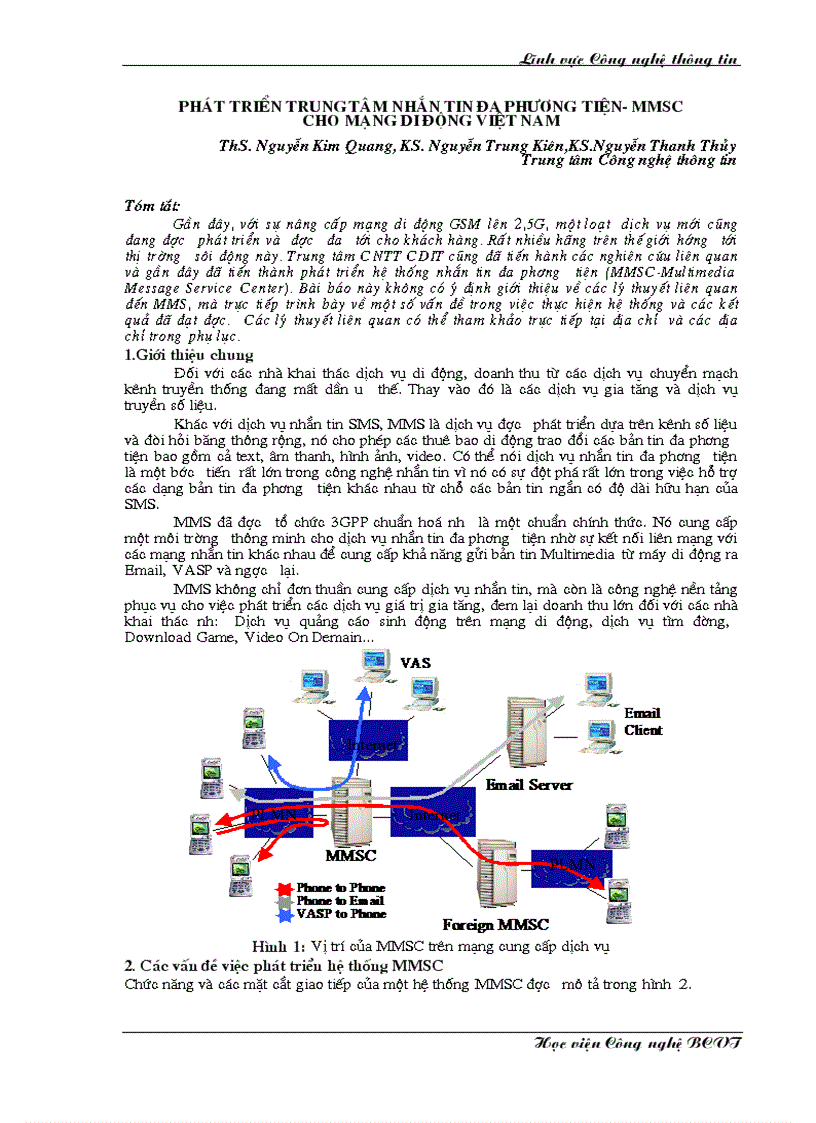 Phát triển trung tâm nhắn tin đa phương tiện MMSC cho mạng di động Việt Nam