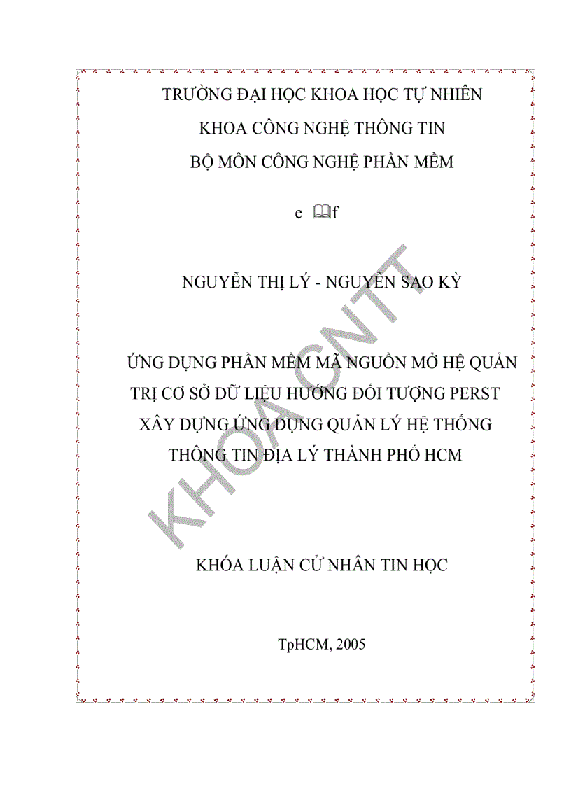 Luận văn Ứng dụng phần mềm mã nguồn mở hệ quản trị CSDL hướng đối tượng