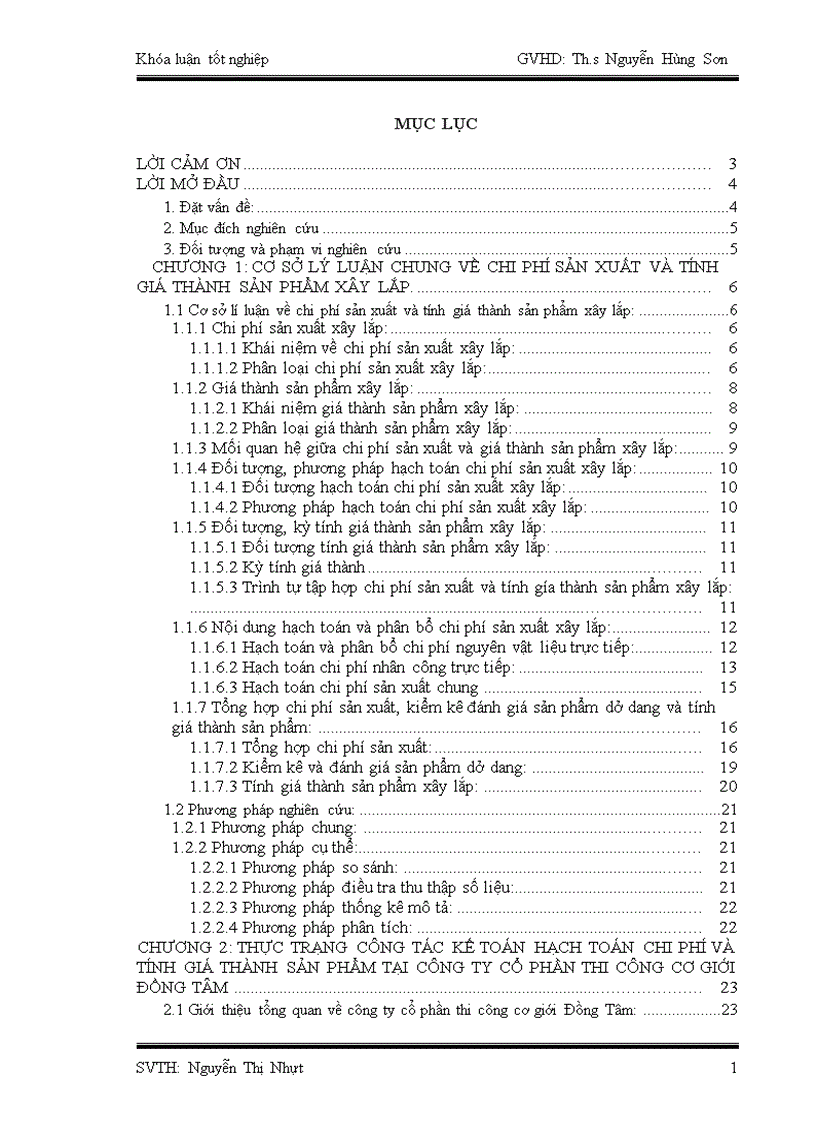 Hoàn thiện kế toán hạch toán chi phí sản xuất và tính giá thành sản phẩm tại công ty CP Thi Công Cơ Giới Đồng Tâm