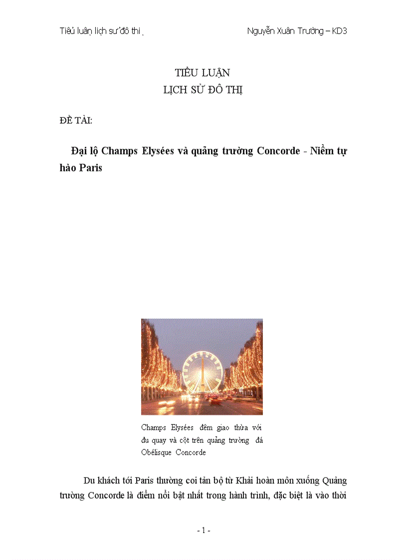 Lịch sử đô thị Đại lộ Champs Elysées và quảng trường Concorde Niềm tự hào Paris