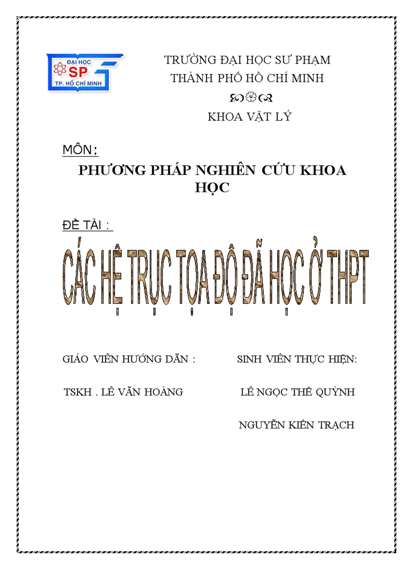 Các hệ trục tọa độ đã học ở THPT