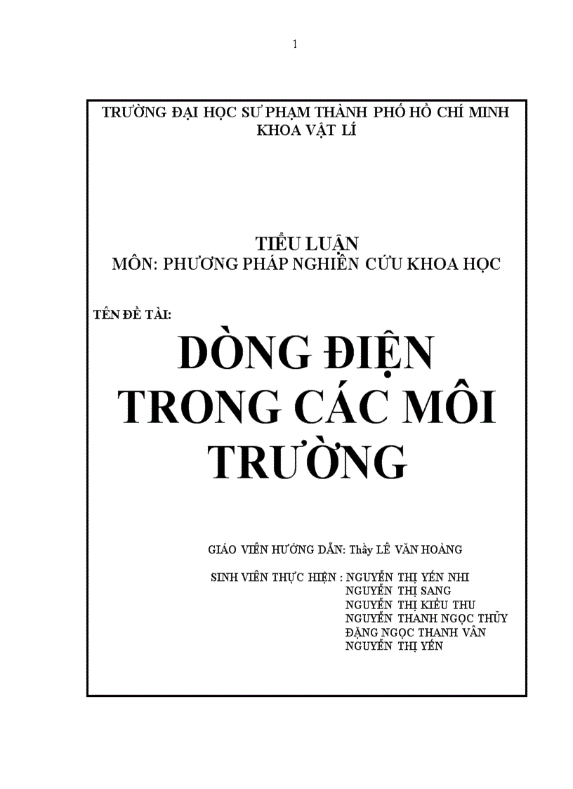 Dòng điện trong các môi trường