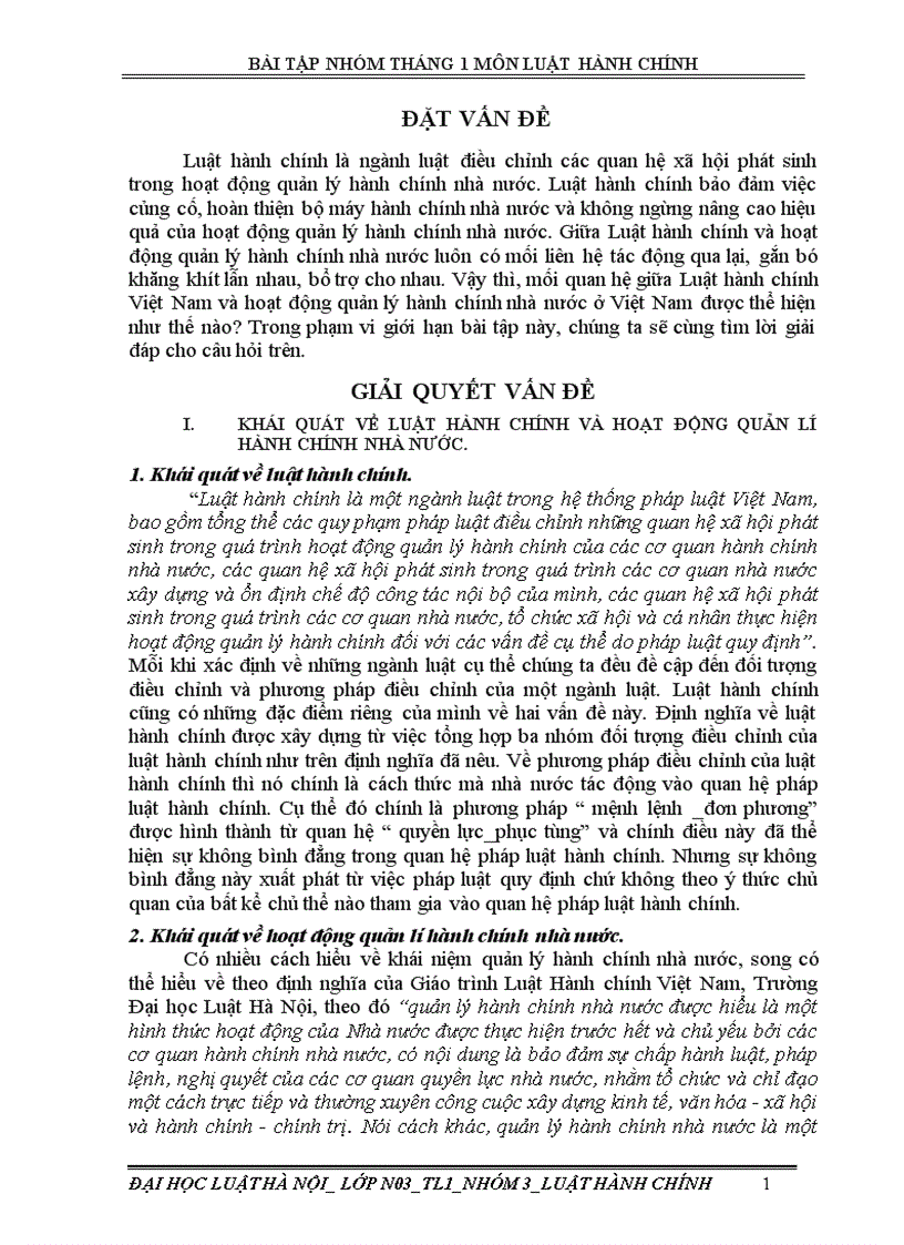 Mối quan hệ giữa Luật hành chính Việt Nam và hoạt động quản lý hành chính nhà nước ở Việt Nam