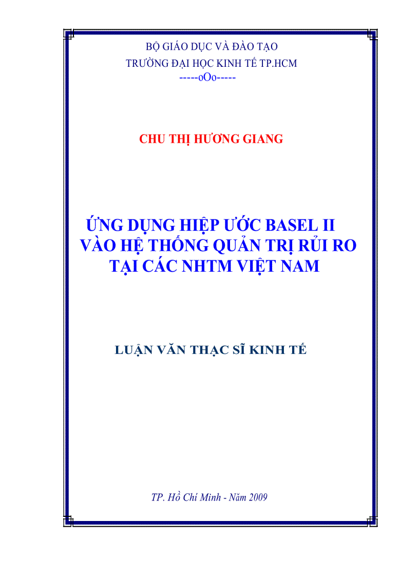 Ứng dụng hiệp ước base II vào hệ thống quản trị rủi ro tại các ngân hàng thương mại việt nam