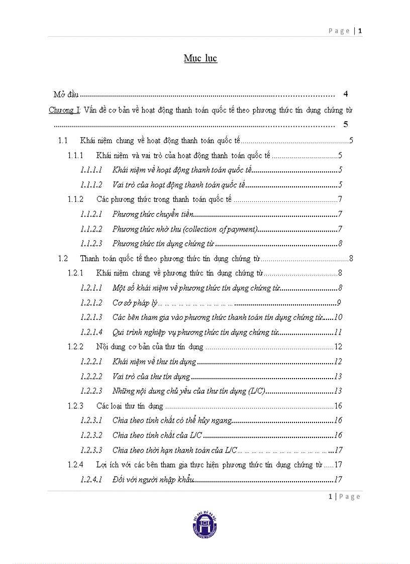 Tiểu luận thực trạng sử dụng phương thức tín dụng chứng từ trong thanh toán quốc tế tại ngân hàng thương mại ở Việt Nam