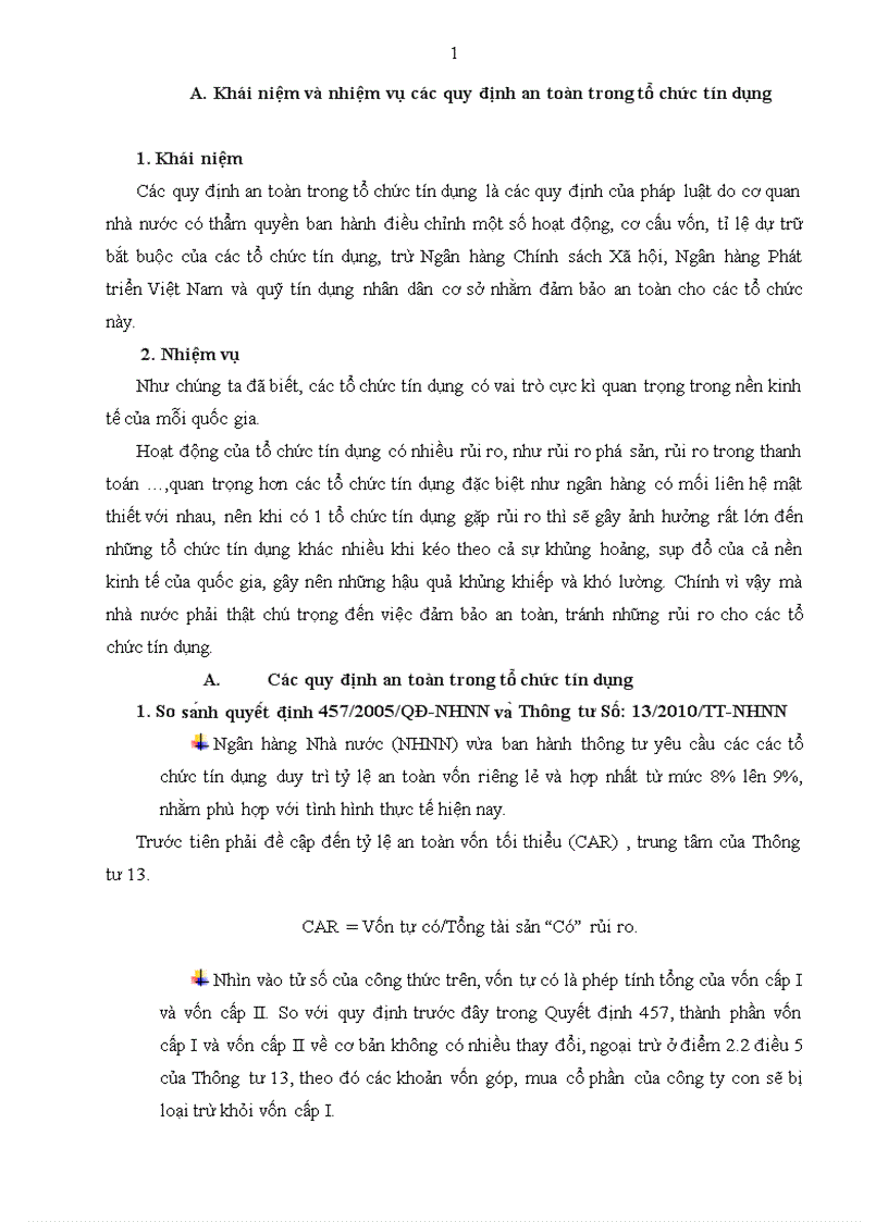 Khái niệm và nhiệm vụ các quy định an toàn trong tổ chức tín dụng