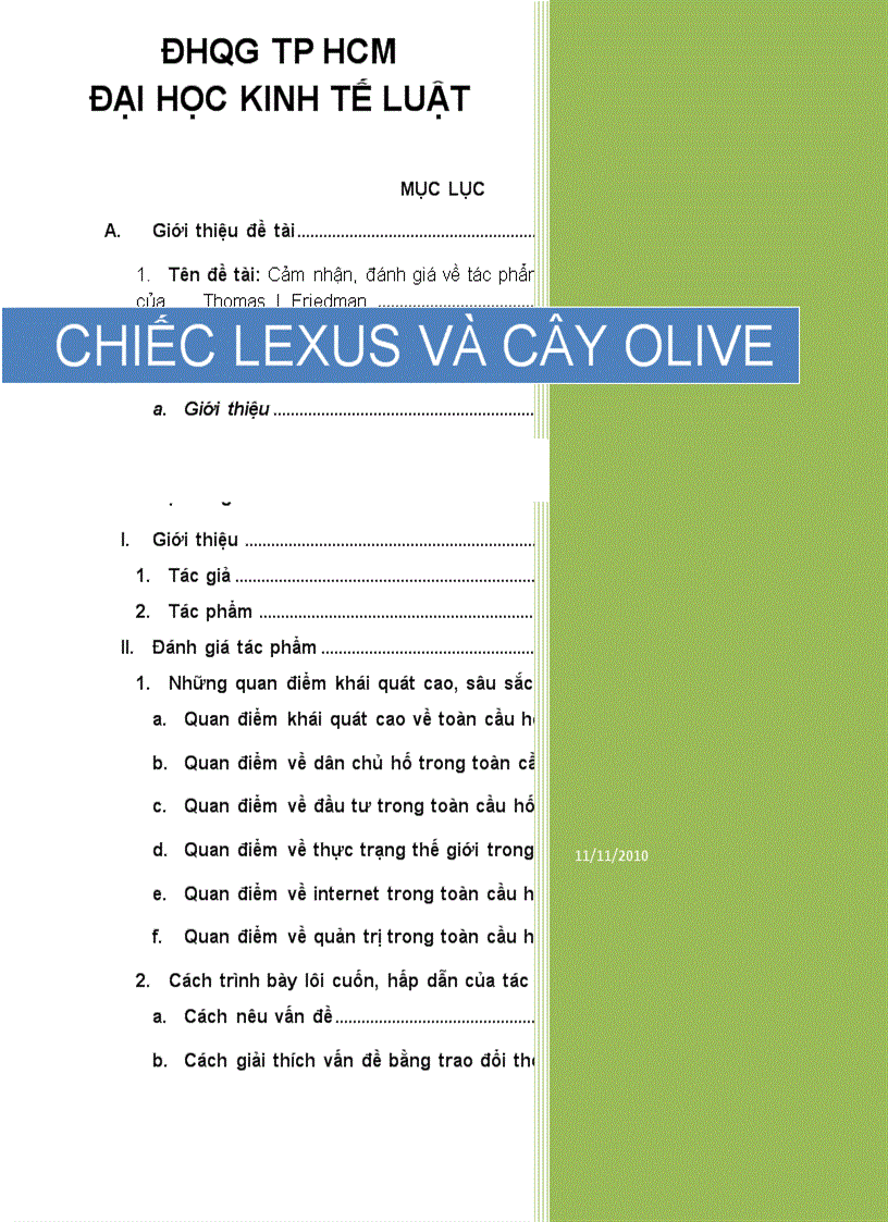 Chiếc lexus và cây olive