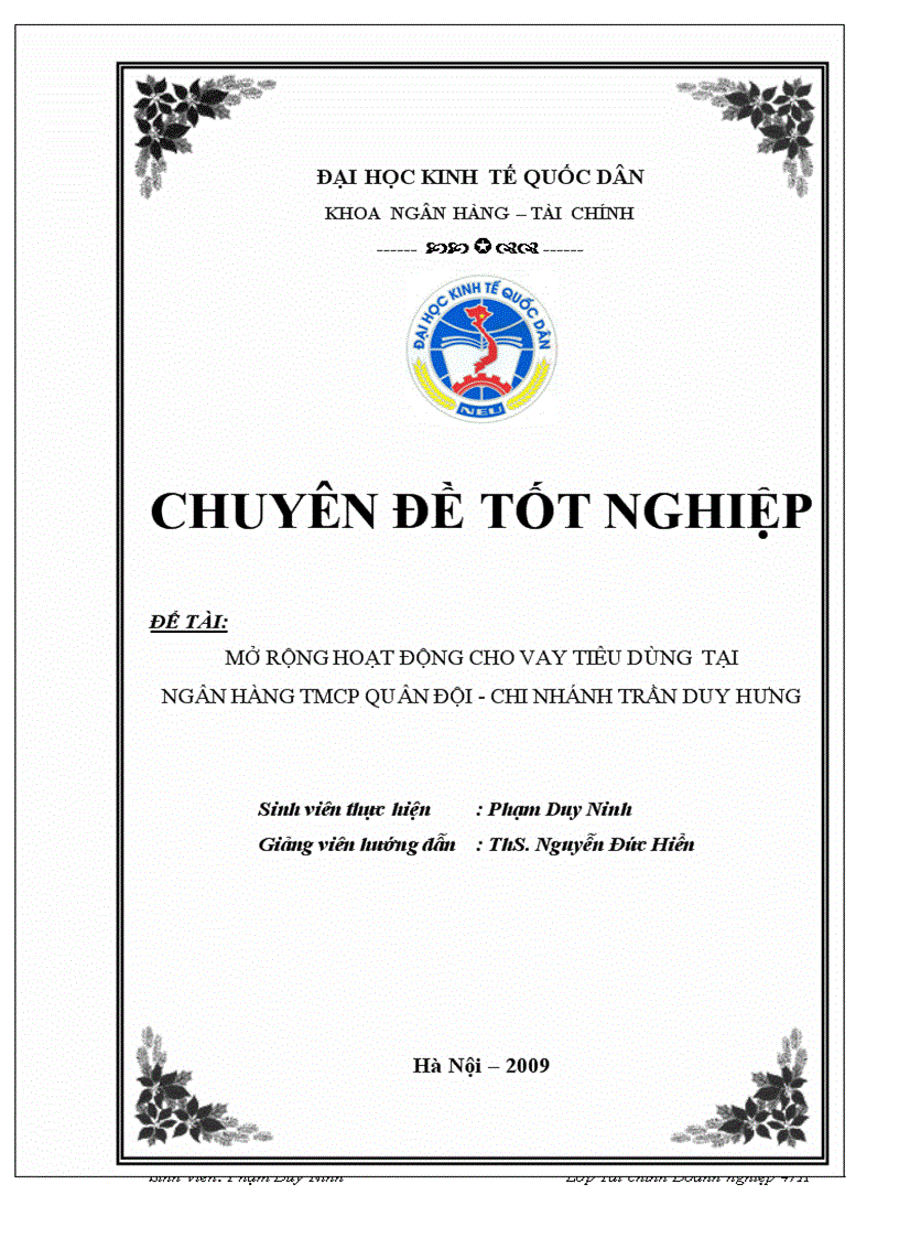 Mở rộng hoạt động cho vay tiêu dùng tại ngân hàng thương mại CP Quân đội Chi nhánh Trần Duy Hưng