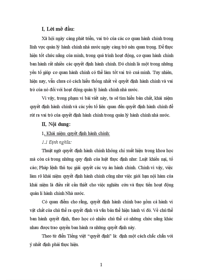 Vai trò của quyết định hành chính trong quản lý hành chính nhà nước