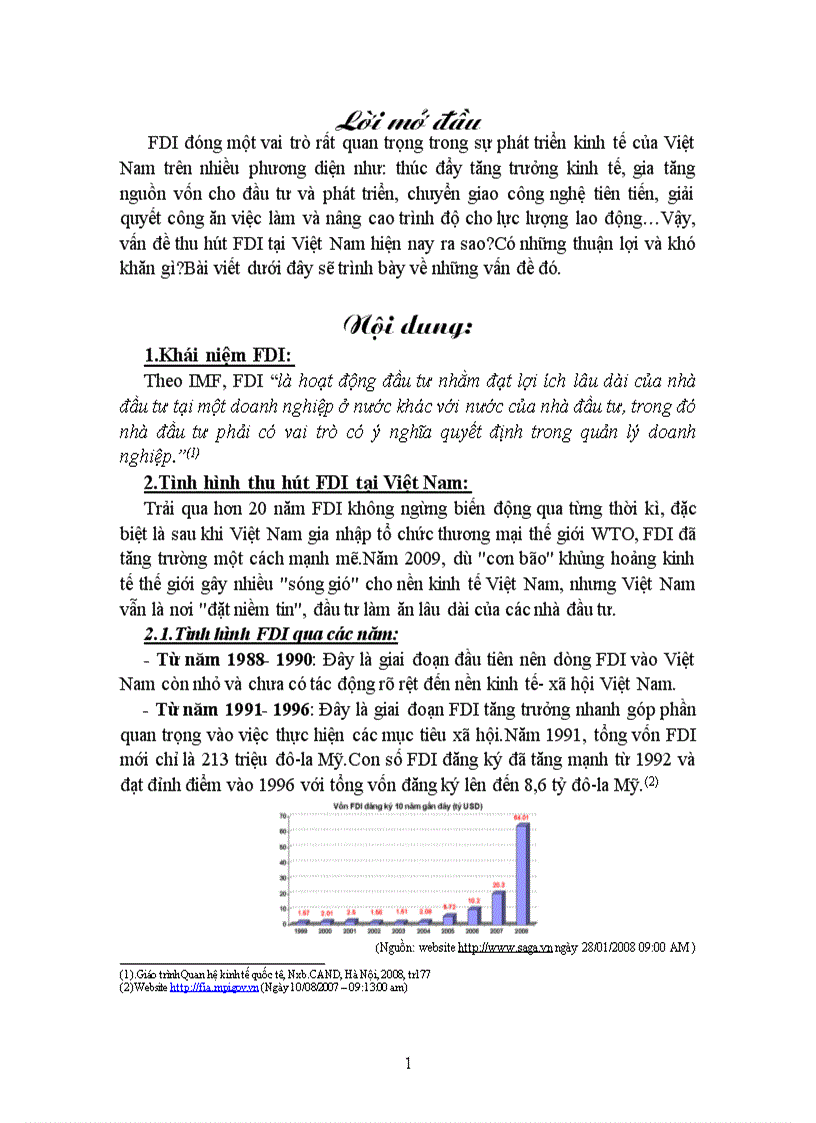 Trình bày về vấn đề thu hút FDI tại Việt Nam