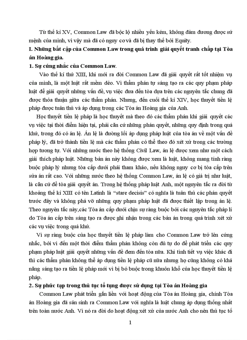 Những bất cập của common law trong giải quyết tranh chấp tại tòa án và sự thay thế của equity