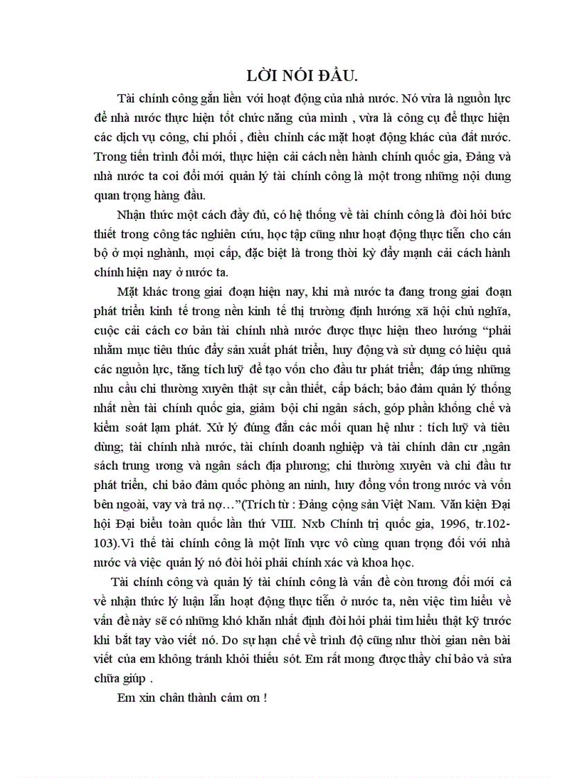 Giải pháp về quản lý tài chính công trong tiến trình đổi mới và thực hiện cải cách nền hành chính quốc gia hiện nay