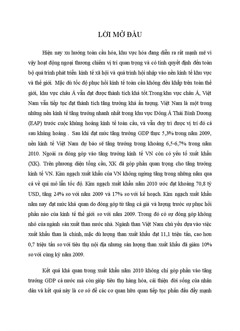 Tổ chức thực hiện hợp đồng xuất khẩu than cho nhận xét về xuất khẩu than Việt Nam
