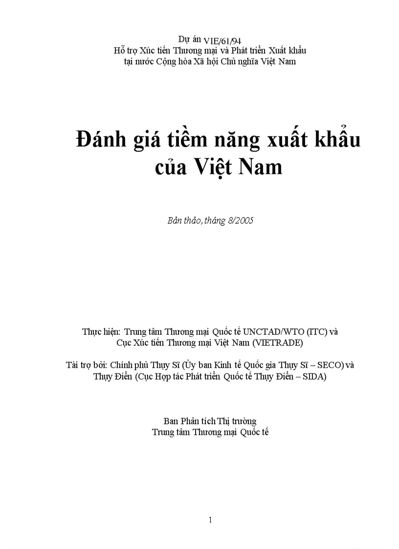 Đánh giá tiềm năng xuất khẩu của Việt Nam