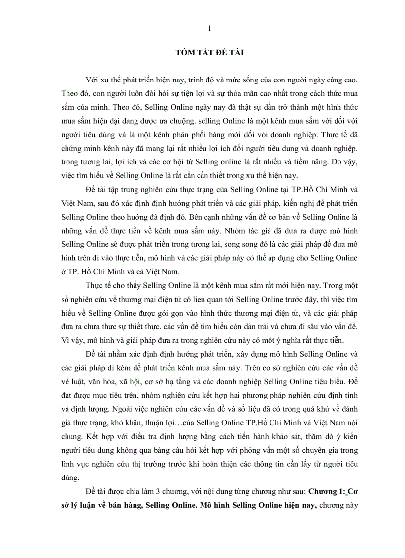 Định hướng phát triển và giải pháp cho hoạt động Selling Online bán hàng trực tuyến Tại Thành phố Hồ Chí Mình
