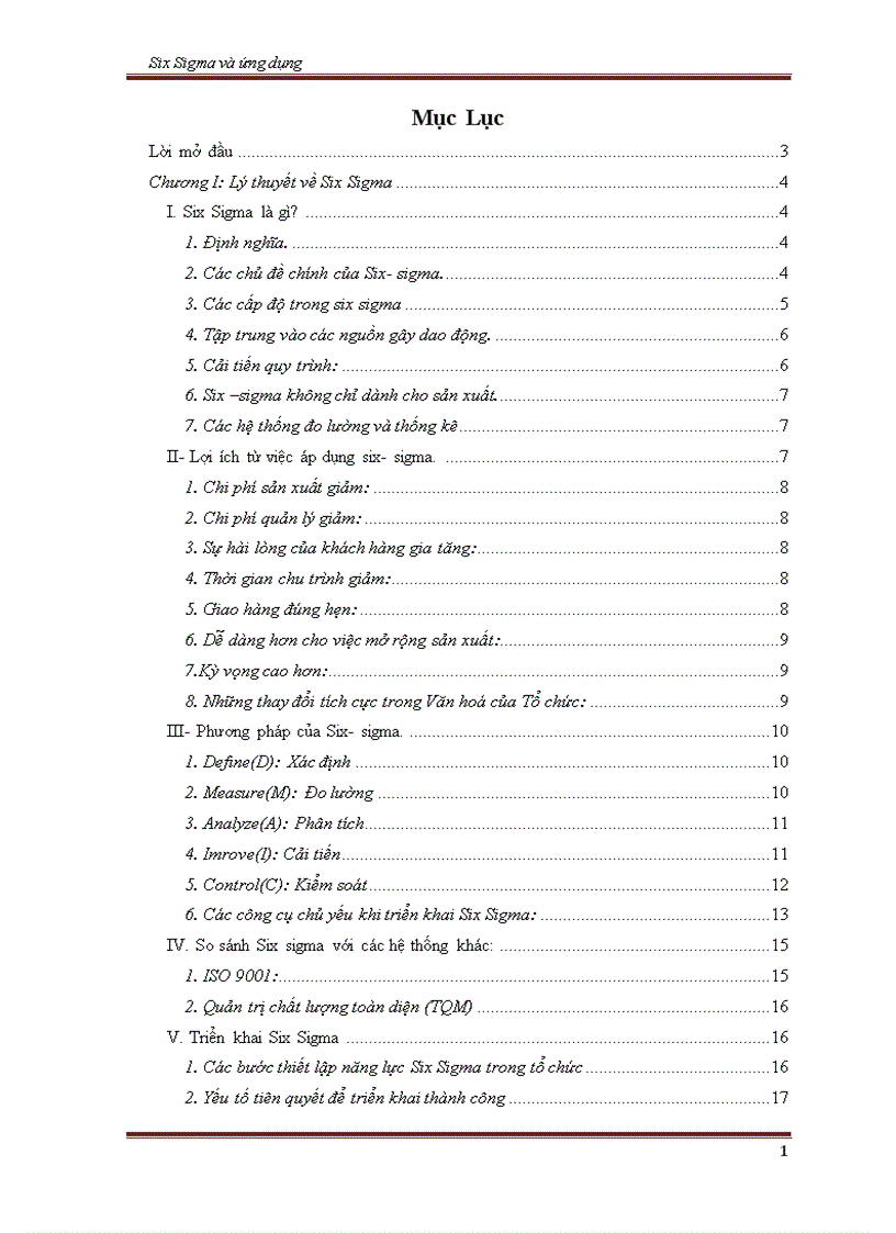 Nghiên cứu về Six Sigma và ứng dụng
