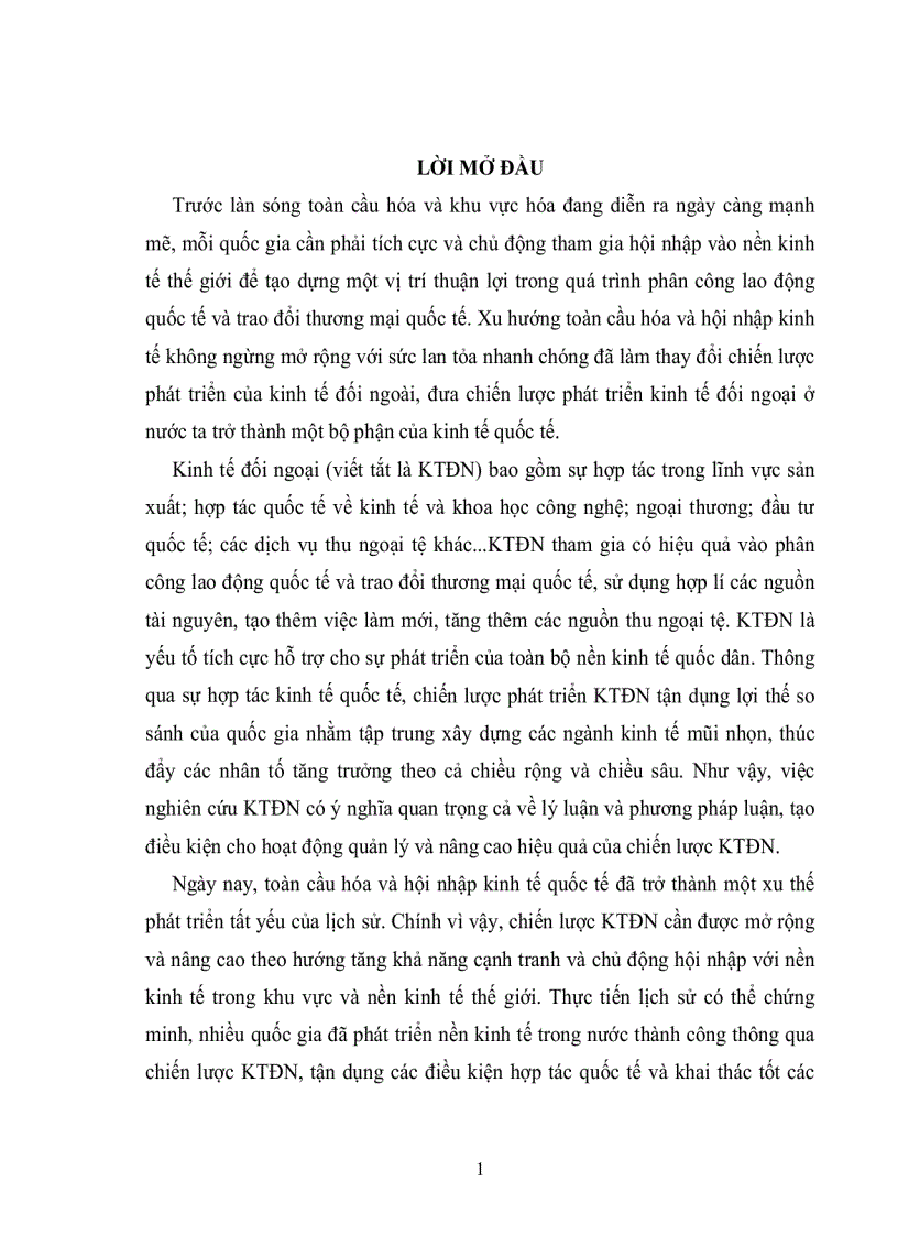 Mở rộng và nâng cao hiệu quả KTĐN ở nước ta theo hướng tăng khả năng cạnh tranh và chủ động hội nhập kinh tế khu vực và quốc tế