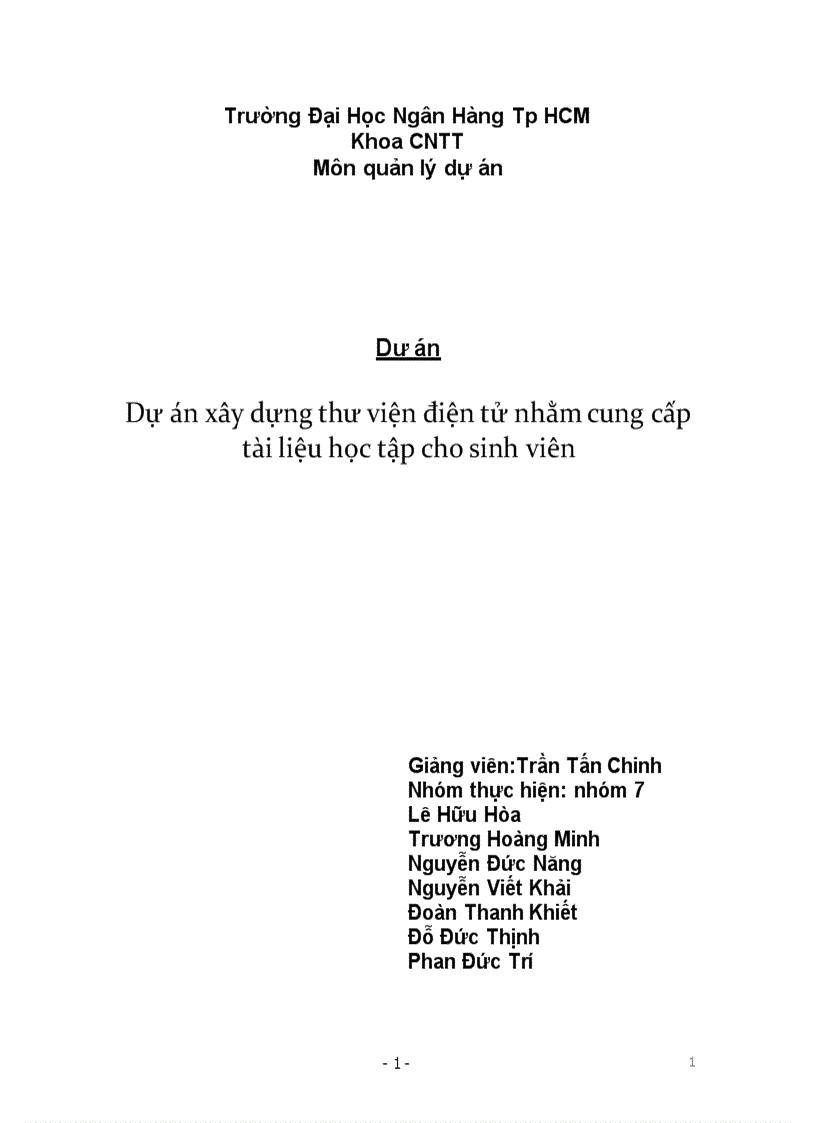 Dự án xây dựng thư viện điện tử nhằm cung cấp tài liệu học tập cho sinh viên