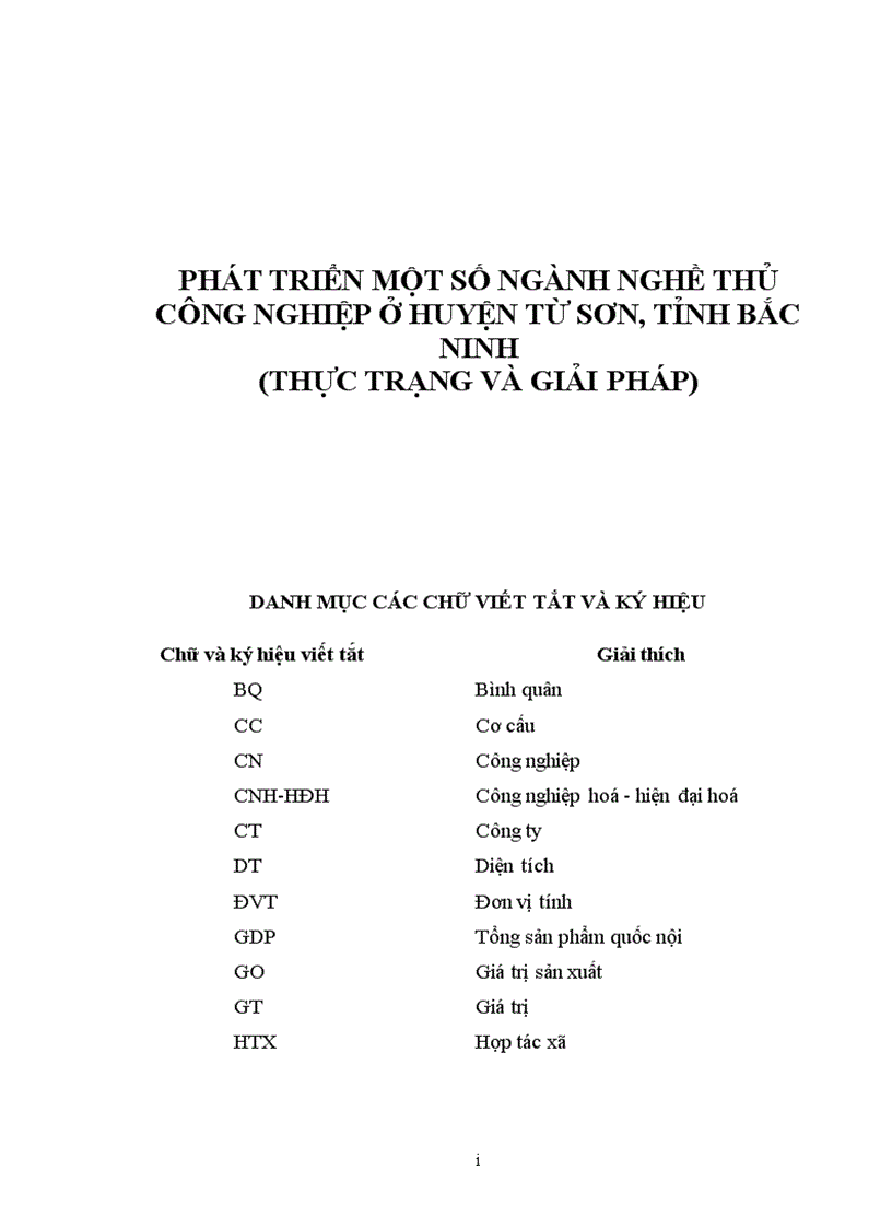 Phát triển một số ngành nghề thủ công nghiệp ở huyện từ sơn tỉnh bắc ninh thực trạng và giải pháp