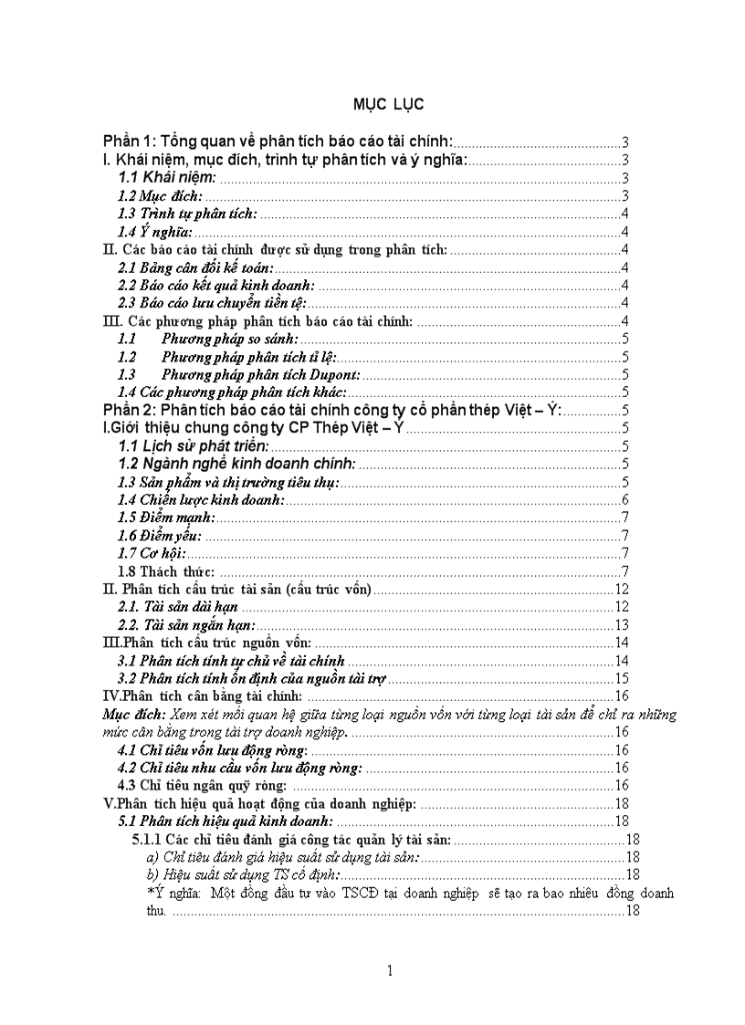 Phân tích báo cáo tài chính ứng dụng phân tích báo cáo tài chính công ty cố phần thép việt ý