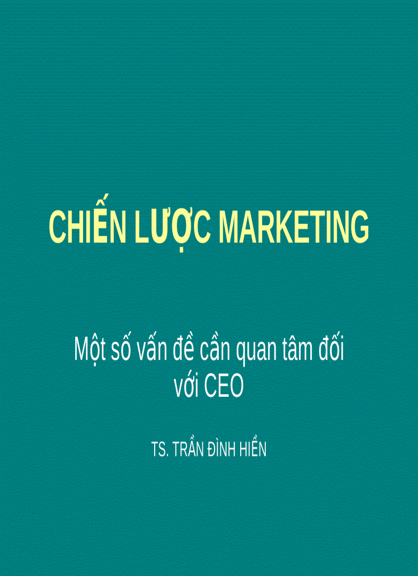 Chiến lược marketing Một số vấn đề cần quan tâm đối với CEO