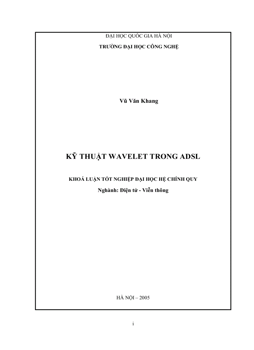 Kỹ thuật Wavelet trong ADSL