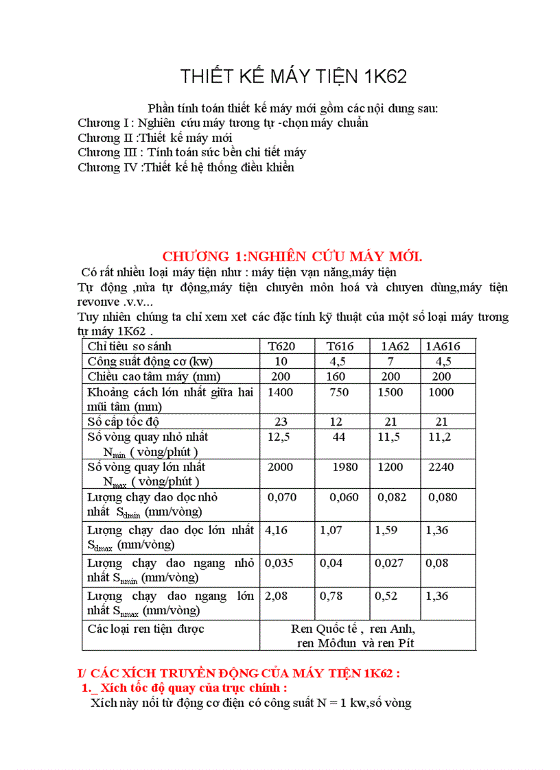 Thiết kế máy tiện 1k62