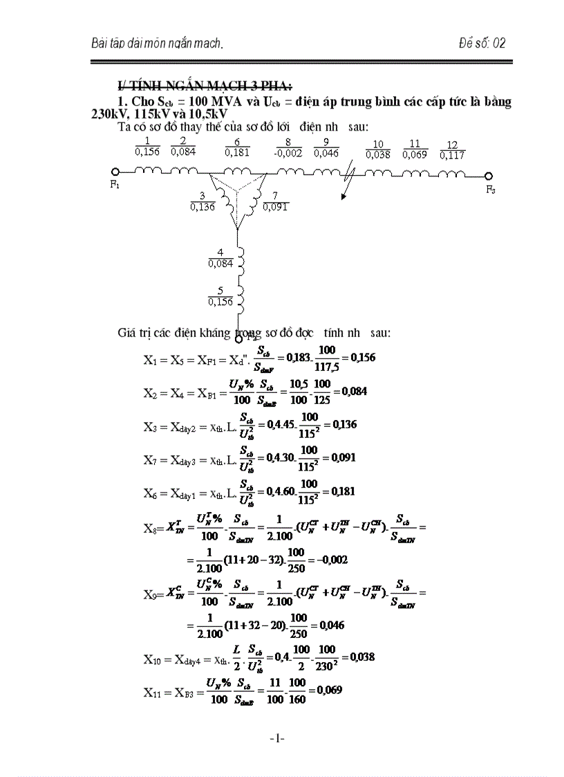 Bài tập dài ngắn mạch