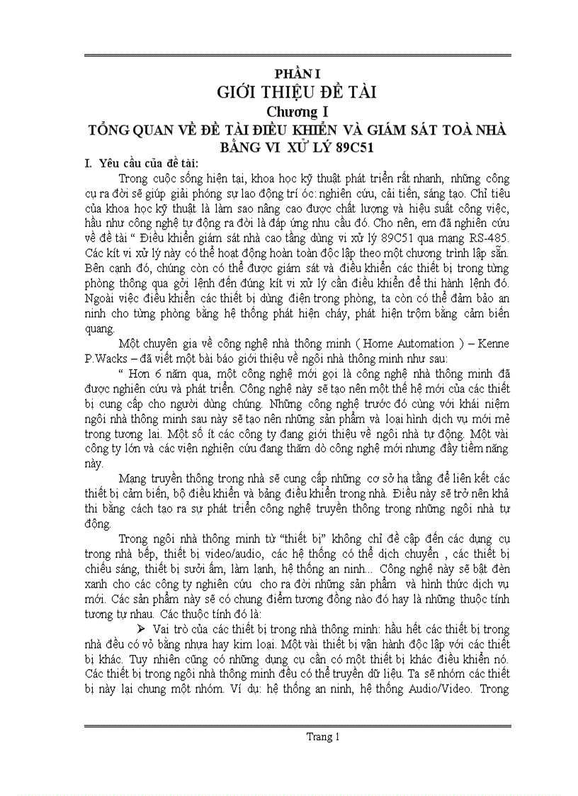 Điều khiển và giám sát nhà cao tầng dùng vi xử lý 89C5