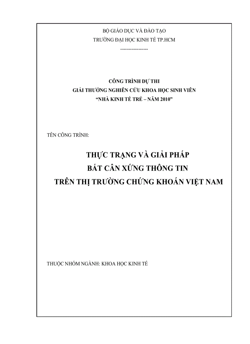 Thực trạng và giải pháp bất cân xứng thông tin trên thị trường chứng khoán Việt Nam