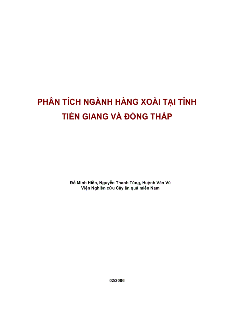 Phân tích ngành hàng xoài tại tỉnh tiền giang và đồng tháp