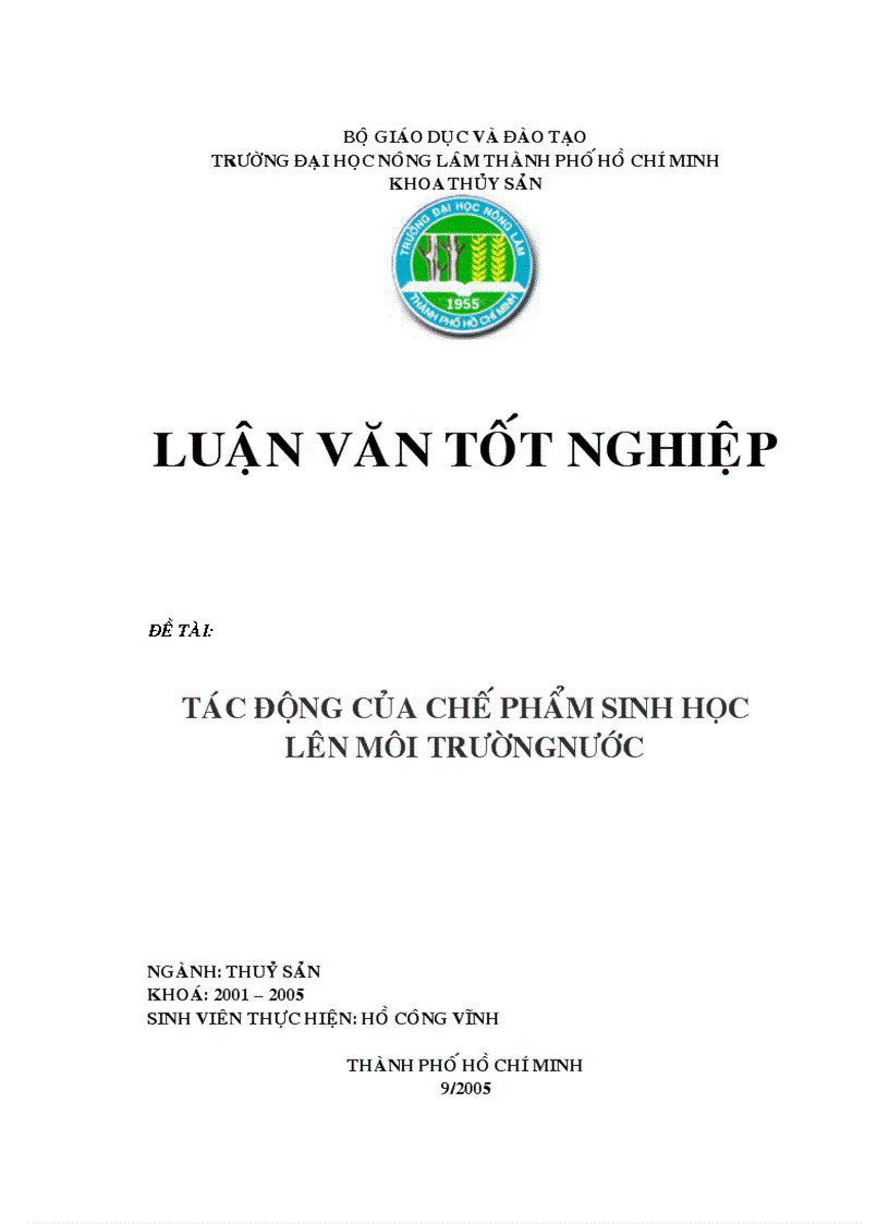 Tác động của chế phẩm sinh học lên môi trường nước