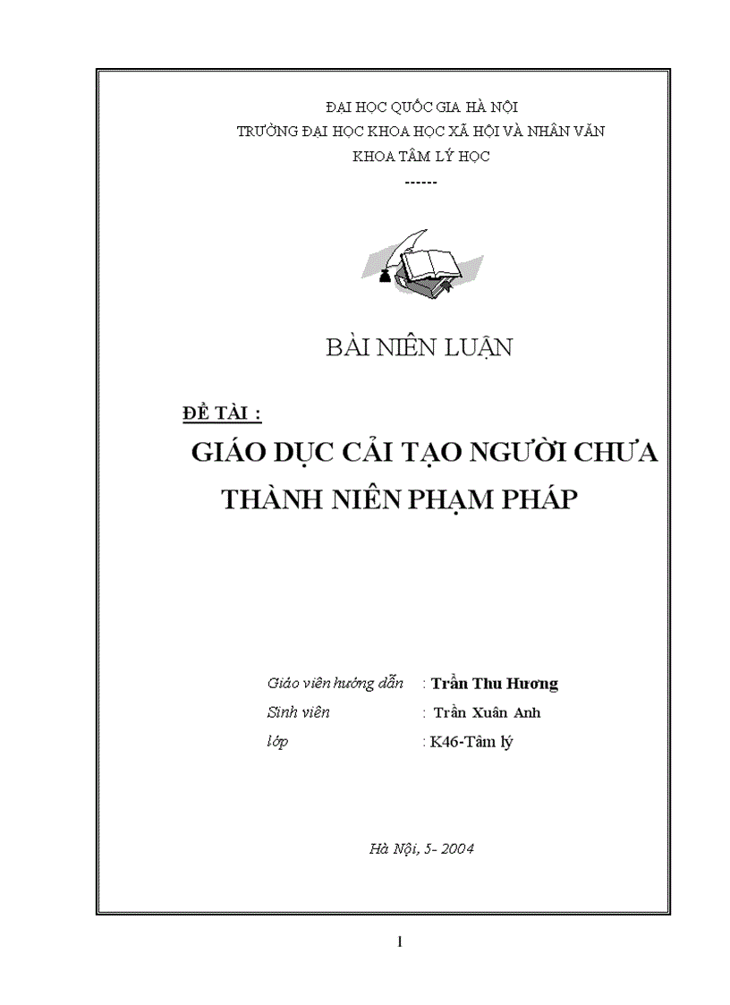 Giáo dục cải tạo những người chưa thành niên phạm tội