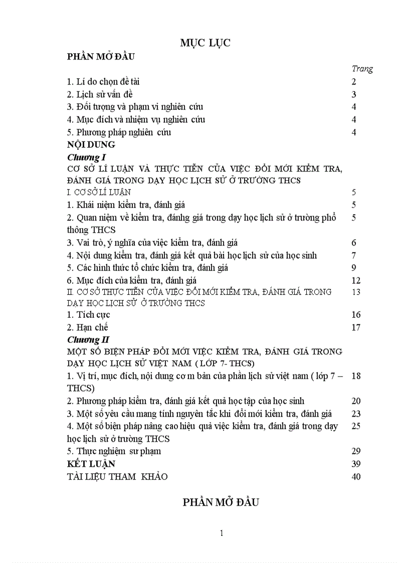 Một số biện pháp đổi mới việc kiểm tra đánh giá trong dạy học lịch sử Việt Nam Lớp 7 THCS Học sinh lớp 7A 7B Trường THCS Chuyên ngoại xã Chuyên Ngoại huyện Duy Tiên tỉnh Hà Nam