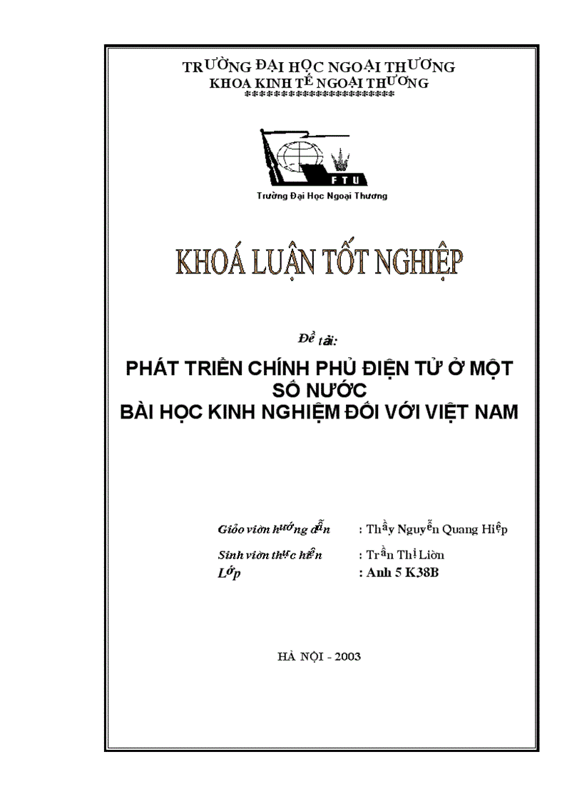 Phát triển chính phủ điện tử ở một số nước bài học kinh nghiệm đối với việt nam