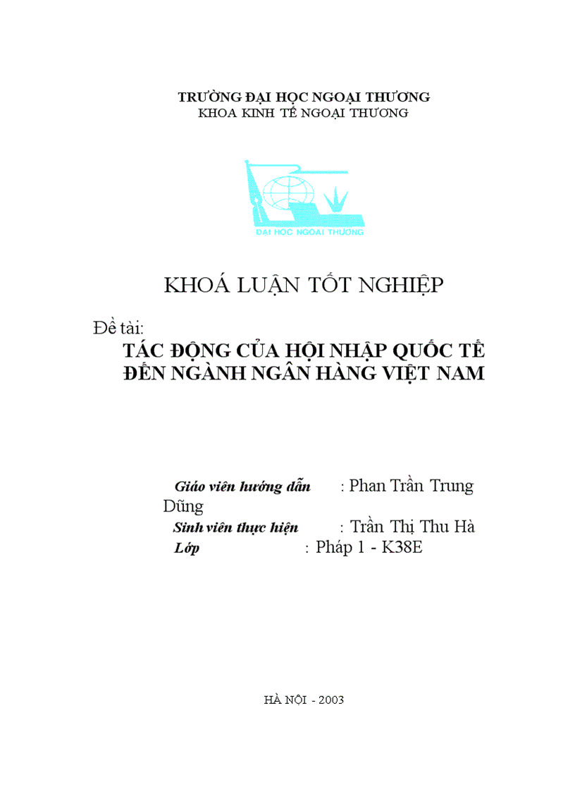 Tác động của hội nhập quốc tế đến ngành ngân hàng việt nam