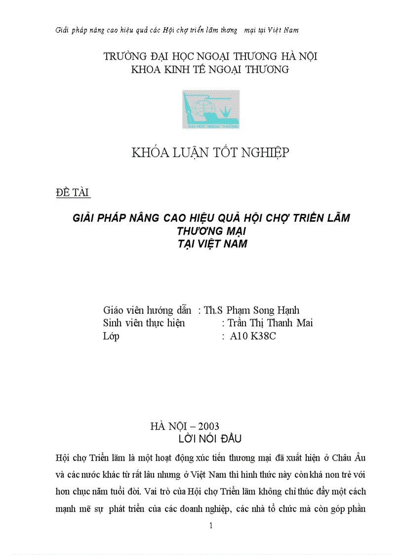 Giải pháp nâng cao hiệu quả hội chợ triển lãm thương mại tại việt nam