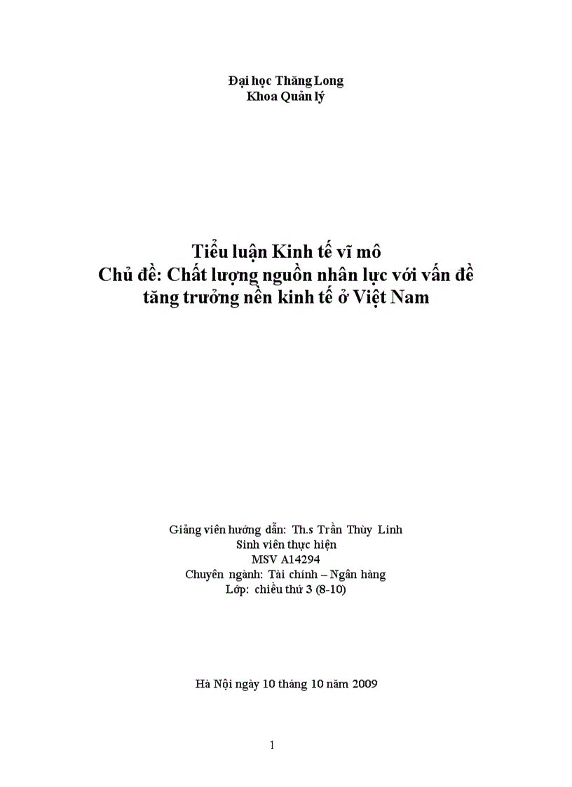 Chất lượng nguồn nhân lực với vấn đề tăng trưởng nền kinh tế ở Việt Nam