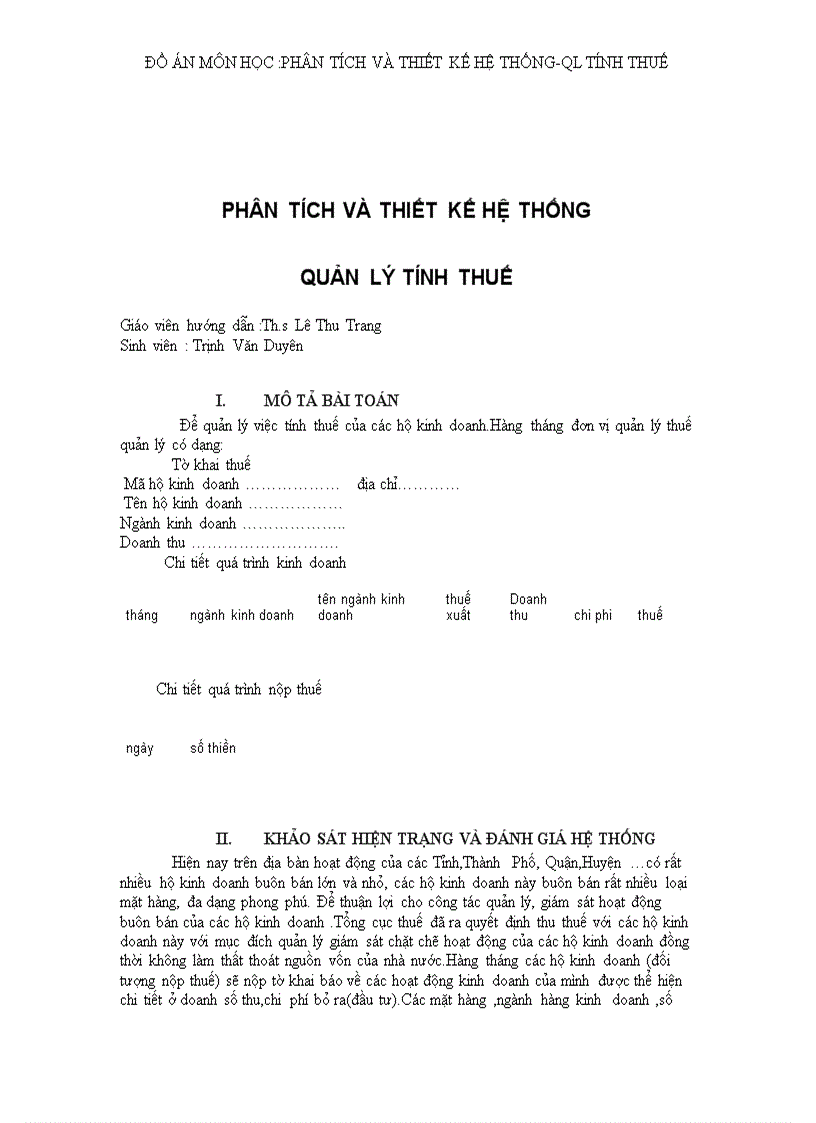 Báo cáo bài tập lớn môn phân tích thiết kế hệ thống quản lý tính thuế