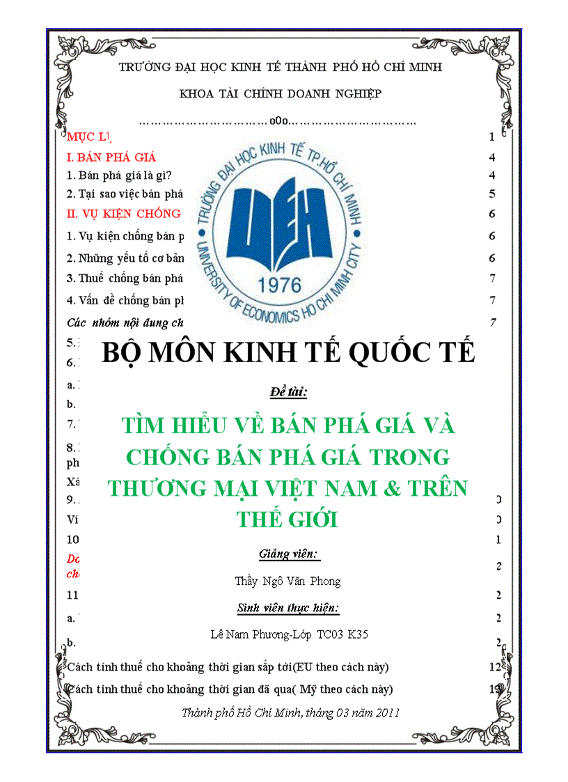 Bán phá giá chống bán phá giá trong thương mại của việt nam và trên thế giới