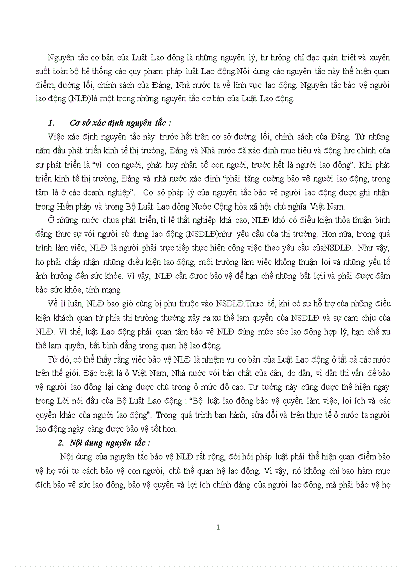 Phân tích nguyên tắc bảo vệ người lao động trong Luật Lao động Việt Nam