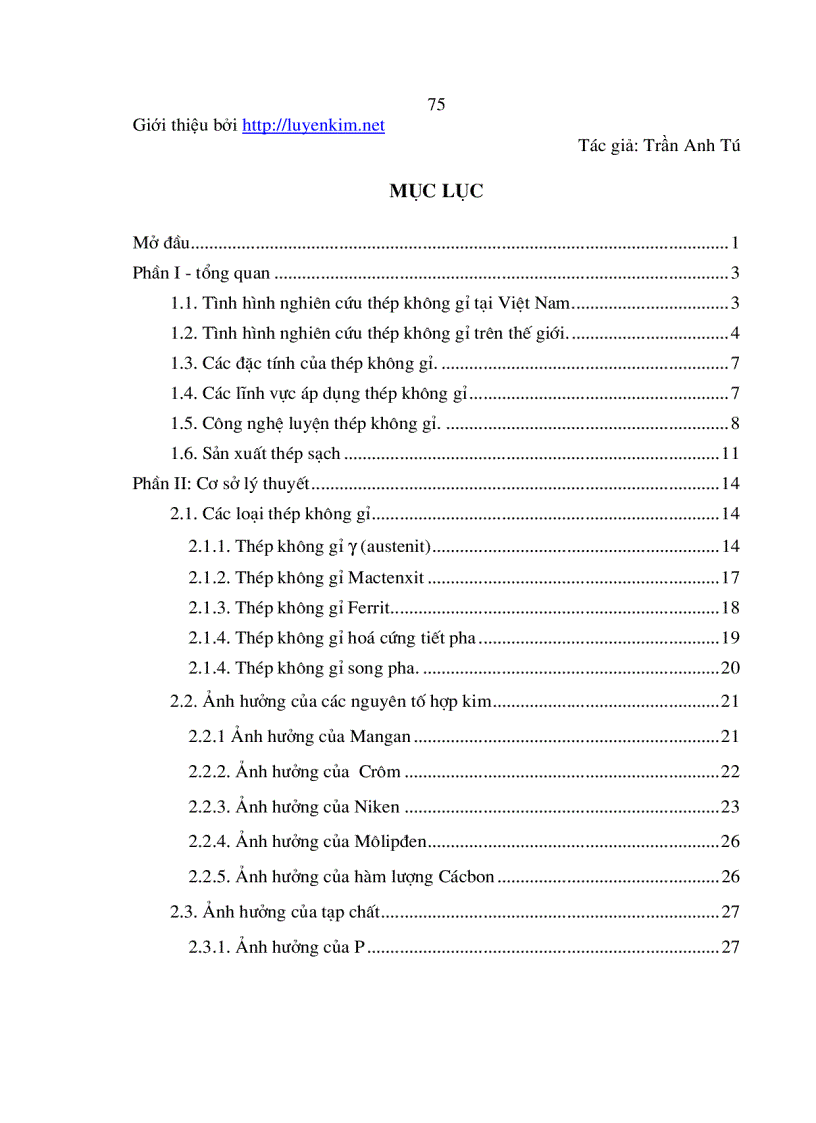 Nghiên cứu công nghệ nấu luyện thép không gỉ mác 20