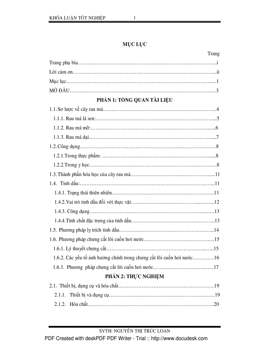 Ly trích tinh dầu của cây rau má