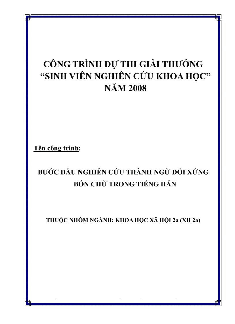 Bước đầu nghiên cứu thành ngữ đối xứng bốn chữ trong tiếng hán