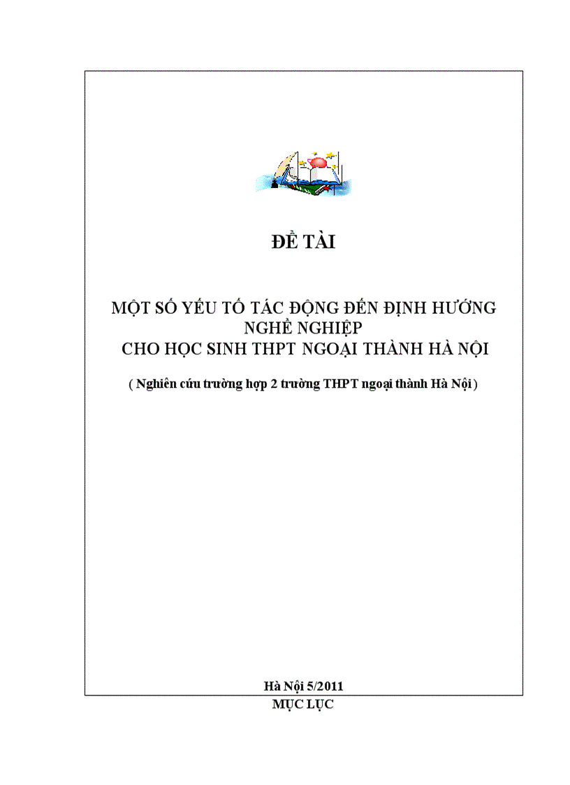 Một số yếu tố tác động đến định hướng nghề nghiệp cho học sinh thpt ngoại thành hà nội