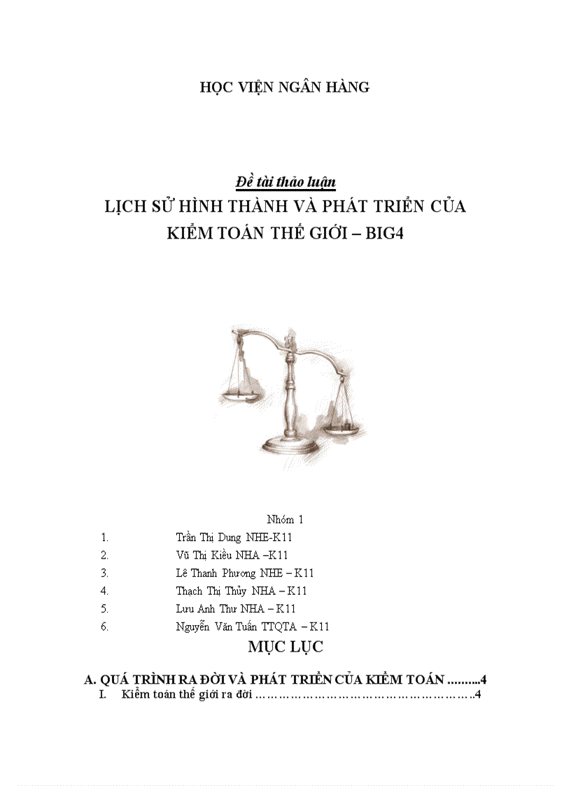 Lịch sử hình thành và phát triển của kiểm toán thế giới big4
