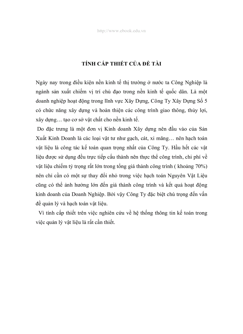 Thiết kế Hệ thống thông tin kế toán quản lý vật liệu tại công ty xây lắp máy và xây dựng số 5