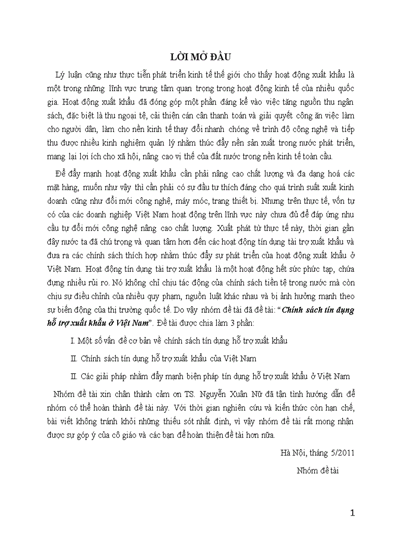 Chính sách tín dụng hỗ trợ xuất khẩu ở Việt Nam